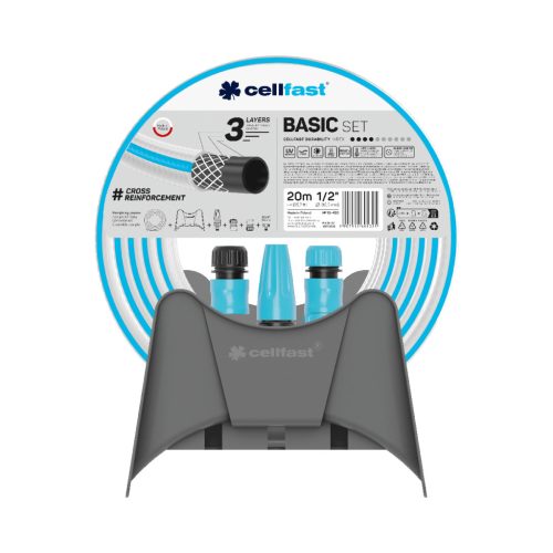 CELLFAST Locsolótömlő 3 rétegű BASIC SET 1/2" 20 m + fali tartó