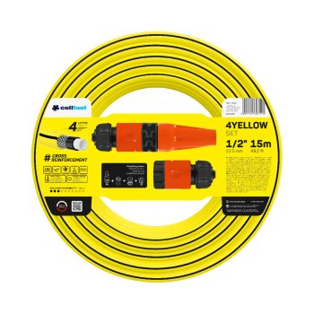   CELLFAST Locsolótömlő 4 rétegű YELLOW SET 1/2" 15 m