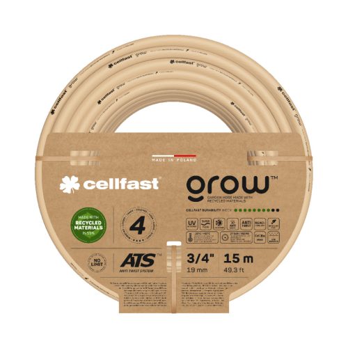 CELLFAST Locsolótömlő 4 rétegű GROW 3/4" 15 m  - Újrahasznosított