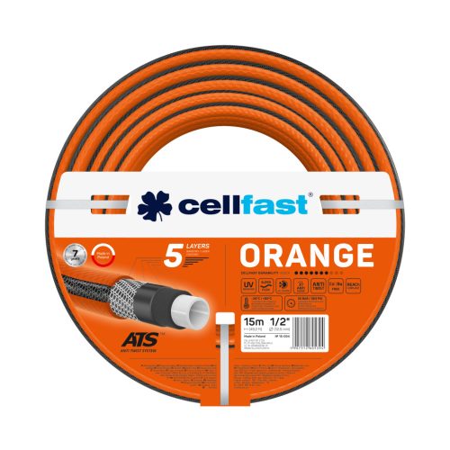 CELLFAST Locsolótömlő 5 rétegű ORANGE 1/2" 15 m
